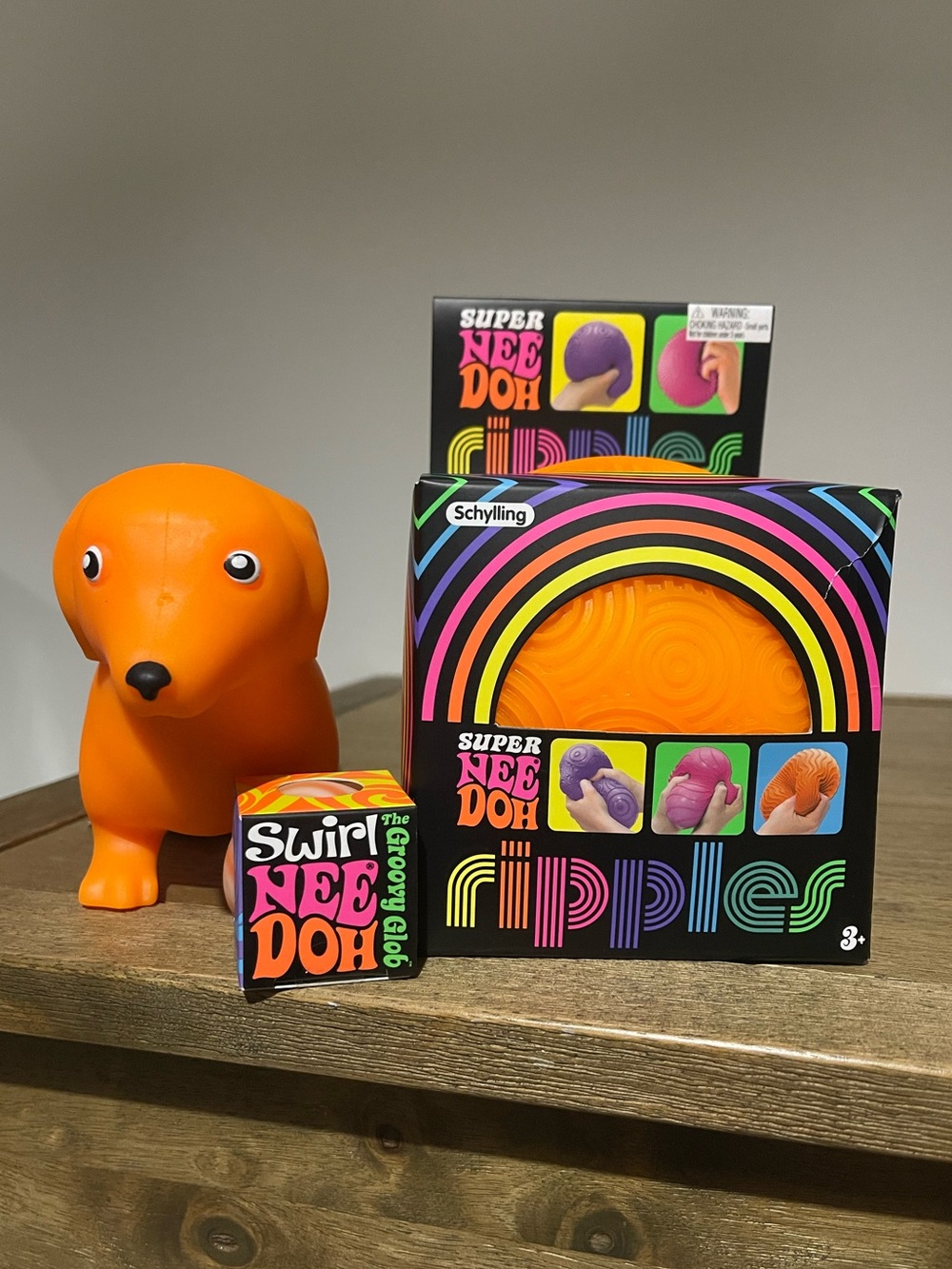 NeeDoh Super NeeDoh Ripples, Mini Swirl, & Hotdog - Orange - Ships Fast!